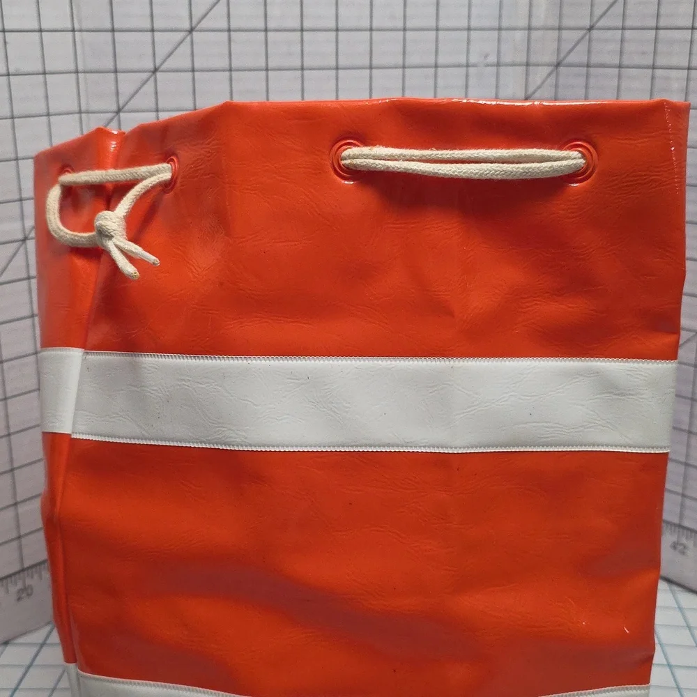 Orange and‎ White Vinyl Duffle/Tote Bag Vintage 1980s, Preloved